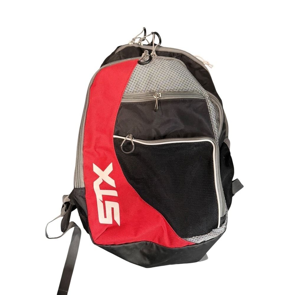 STX Lacrosse Equipment Backpack Red Black Grey Multi Compartment Sports Bag